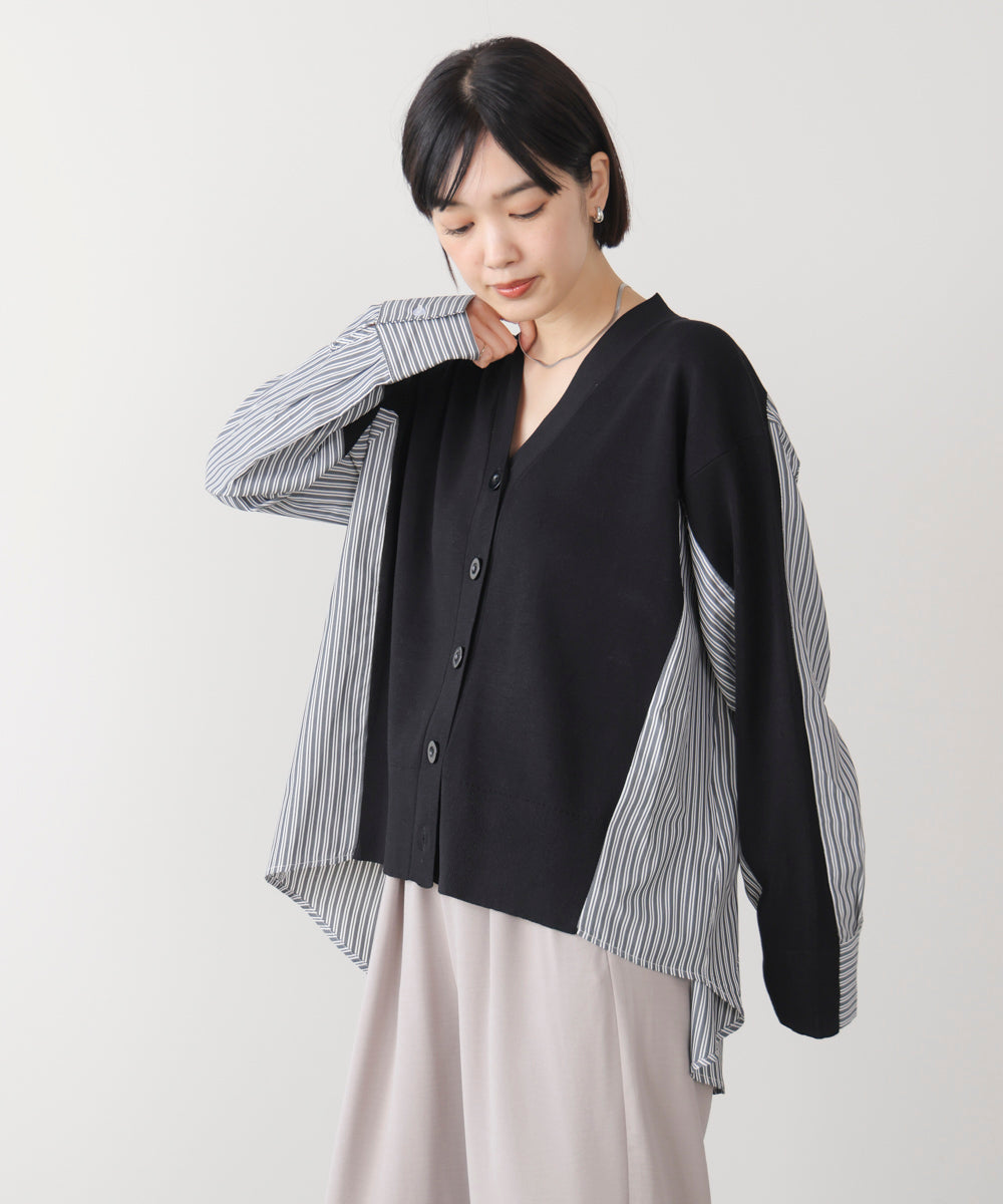 布帛切替ニットカーディガン