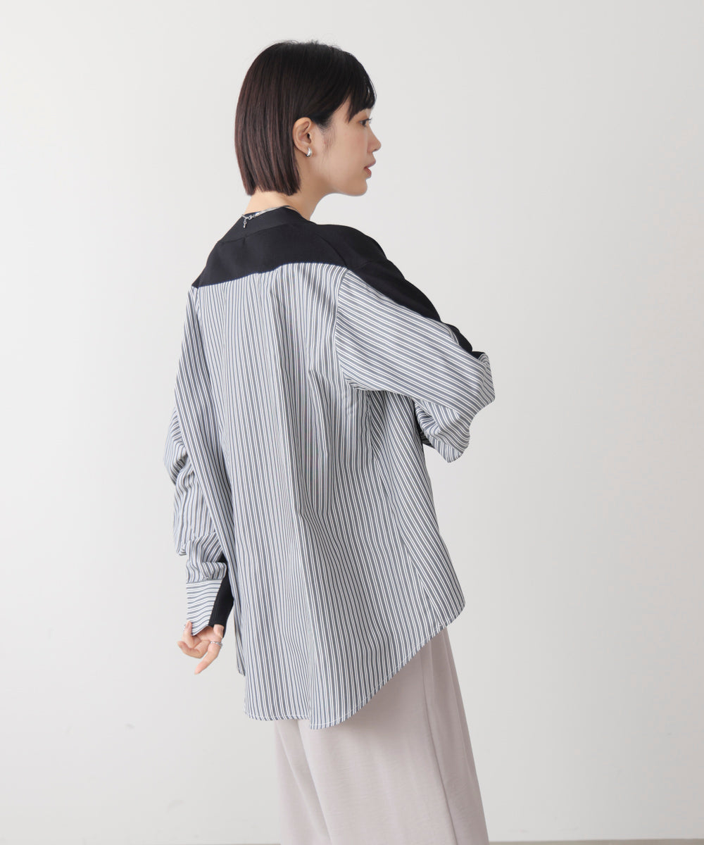 布帛切替ニットカーディガン