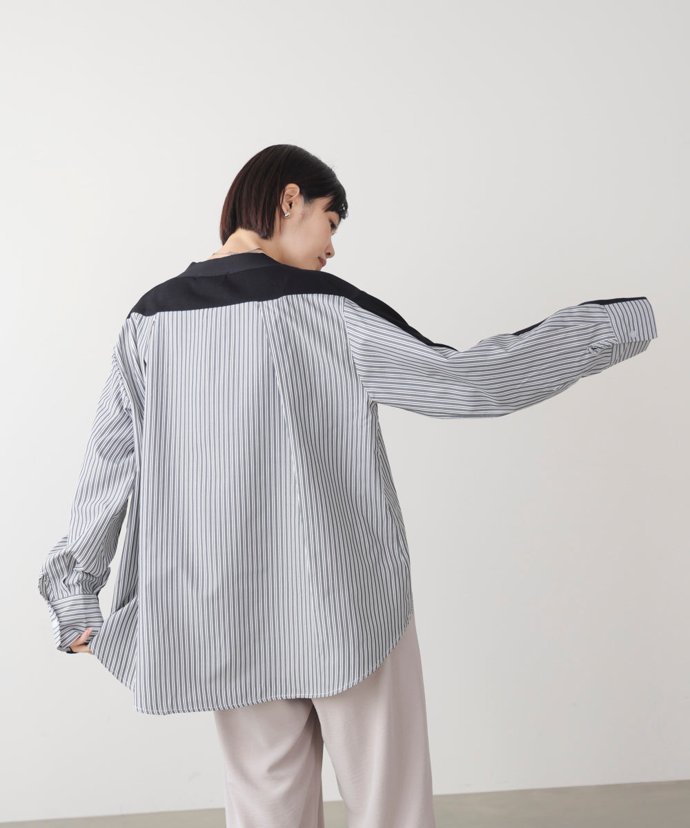 布帛切替ニットカーディガン