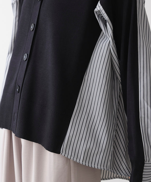 布帛切替ニットカーディガン