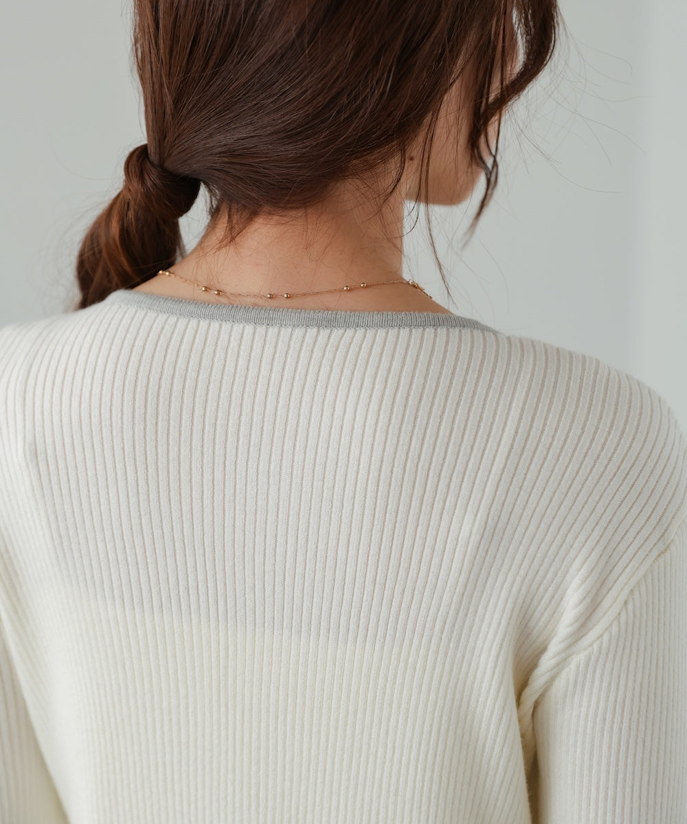 配色レイヤードニットカーディガン