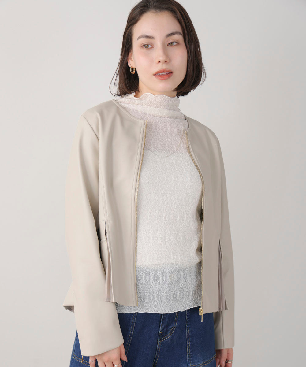 ペプラムフェイクレザージャケット