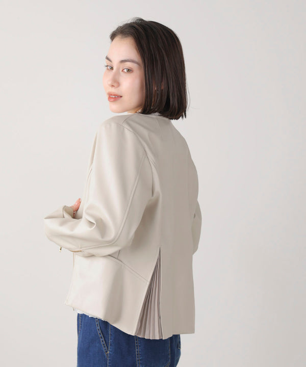 ペプラムフェイクレザージャケット