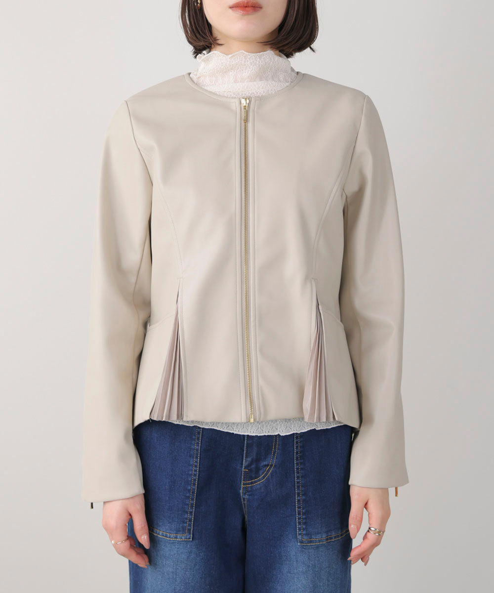 ペプラムフェイクレザージャケット