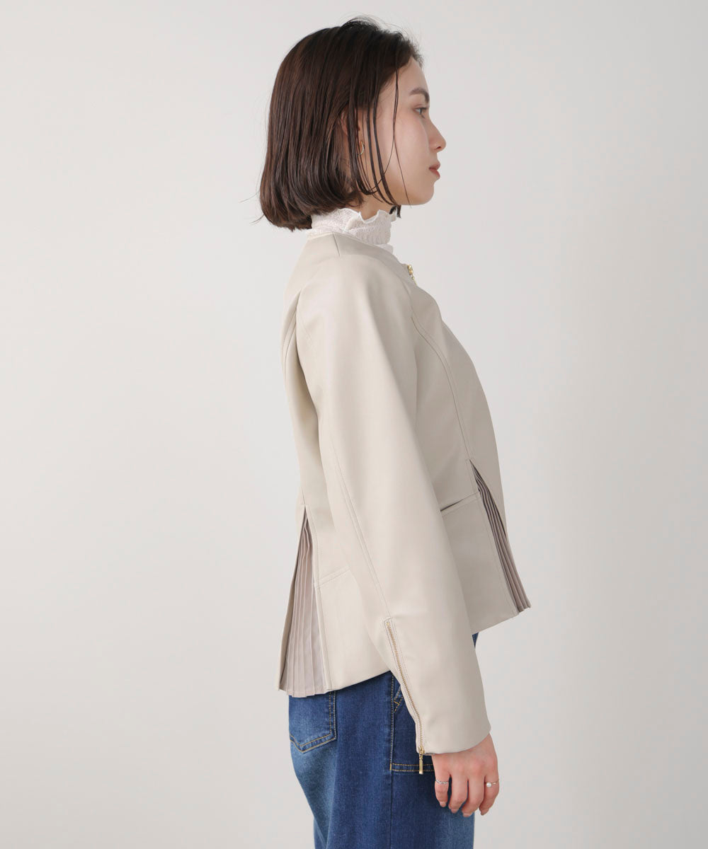 ペプラムフェイクレザージャケット