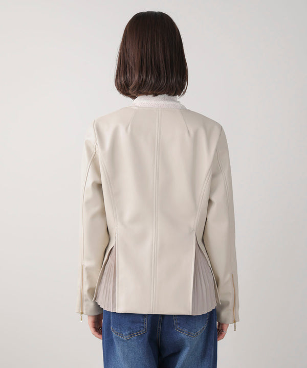 ペプラムフェイクレザージャケット