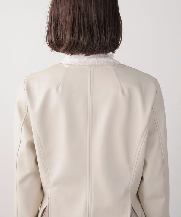 ペプラムフェイクレザージャケット