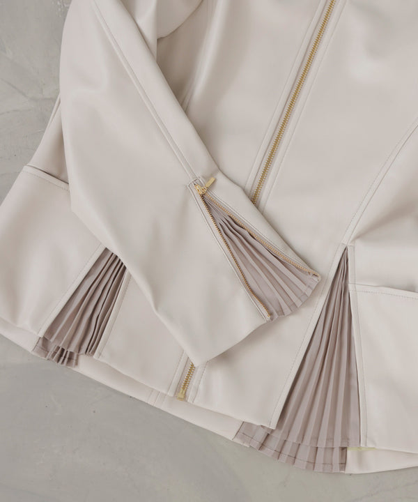 ペプラムフェイクレザージャケット