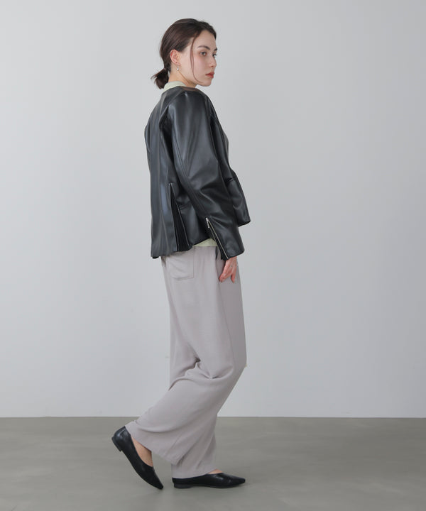 ペプラムフェイクレザージャケット