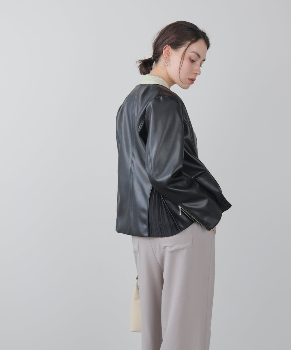 ペプラムフェイクレザージャケット