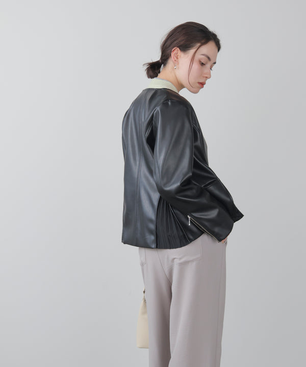 ペプラムフェイクレザージャケット