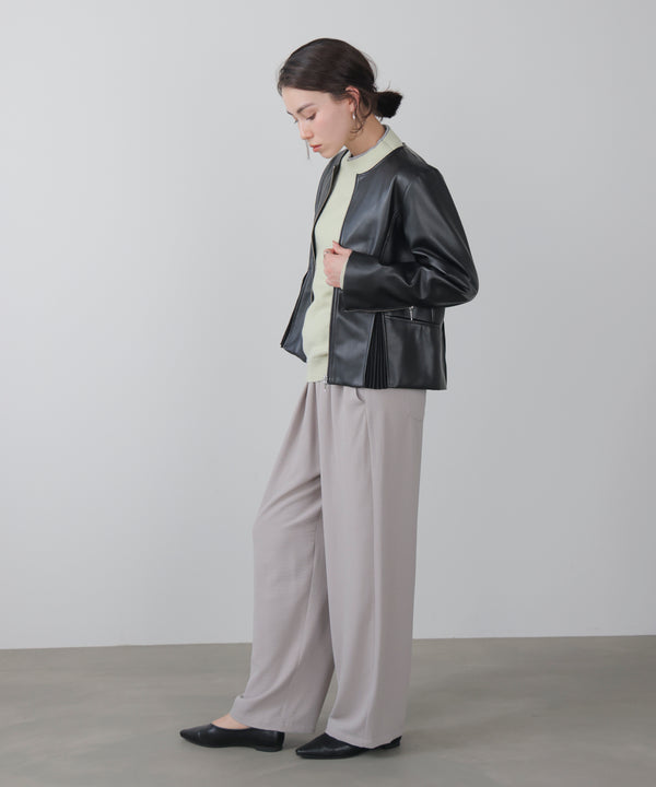 ペプラムフェイクレザージャケット
