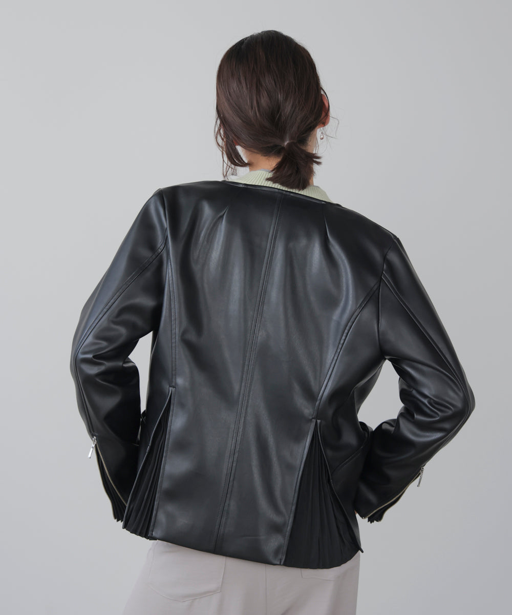ペプラムフェイクレザージャケット
