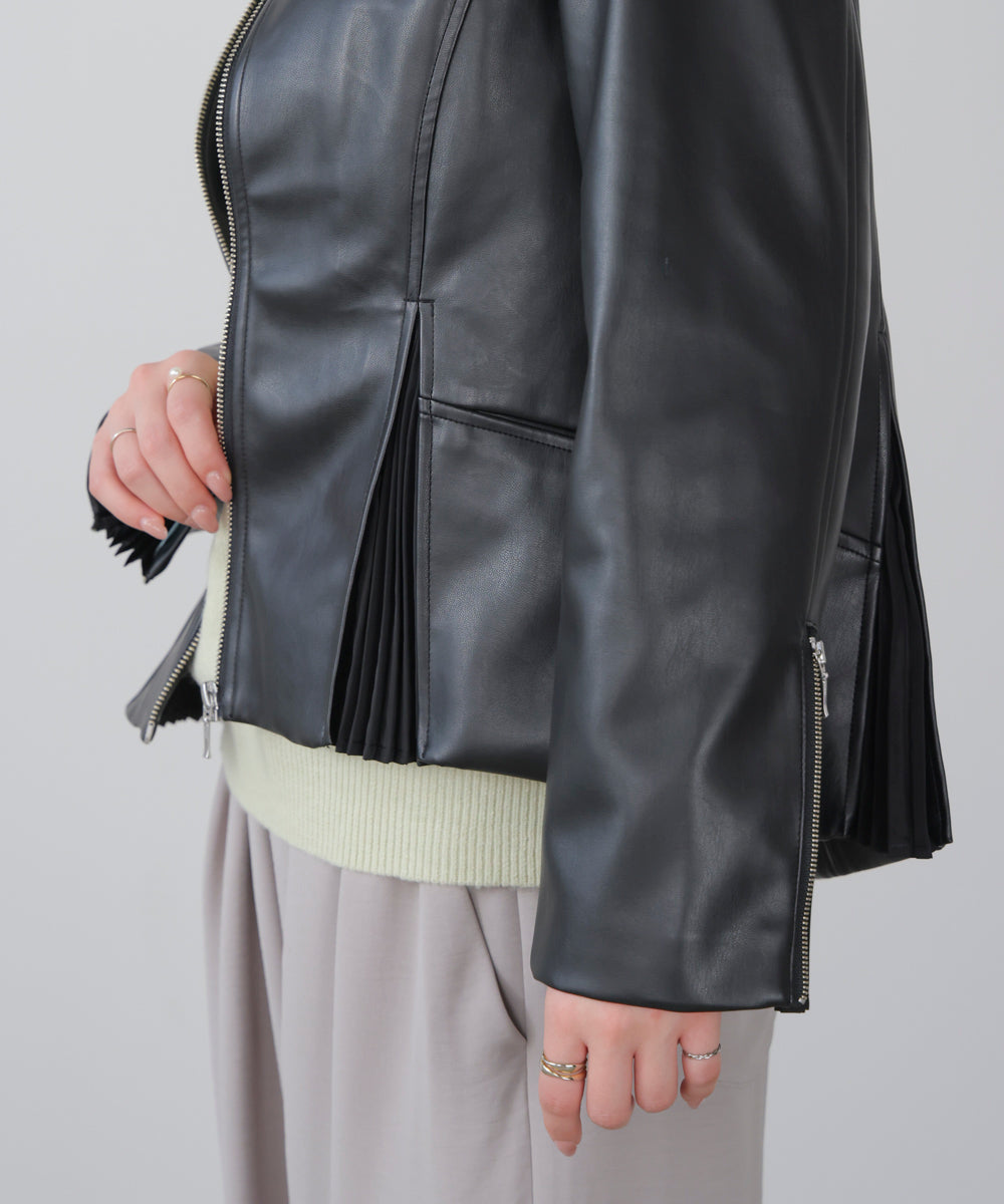 ペプラムフェイクレザージャケット