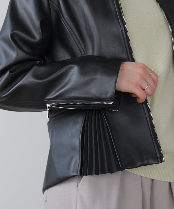 ペプラムフェイクレザージャケット