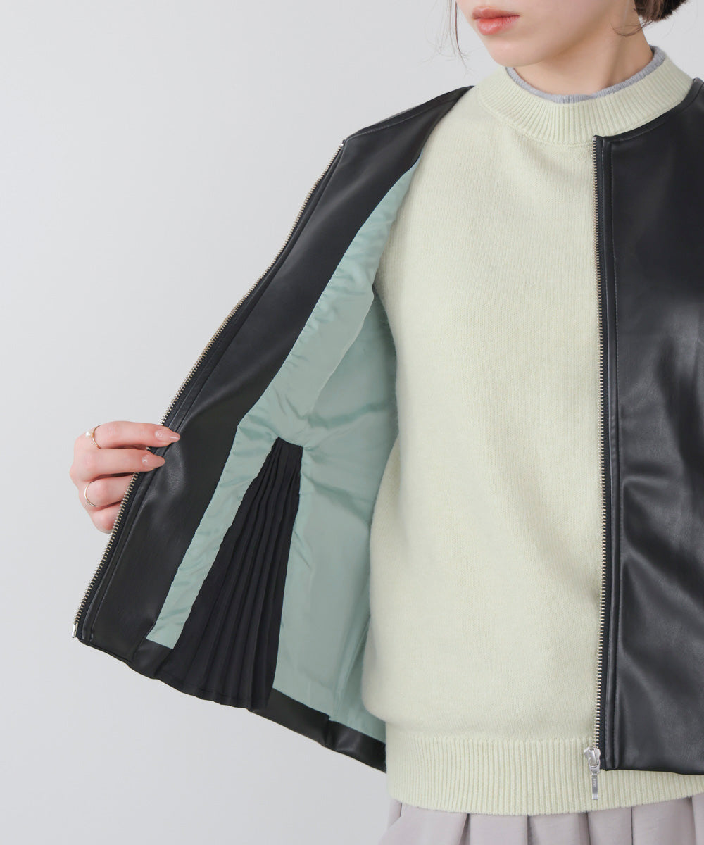 ペプラムフェイクレザージャケット