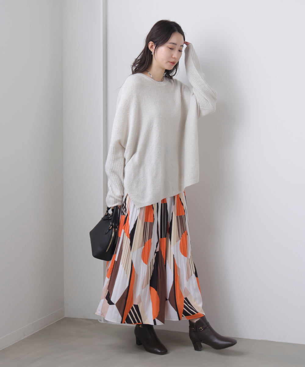 幾何柄プリーツスカート［2/6発送予定］