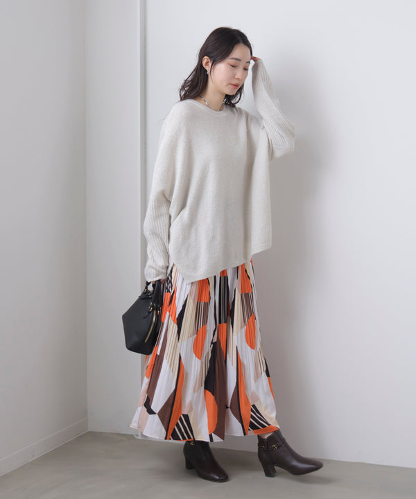 幾何柄プリーツスカート［2/6発送予定］