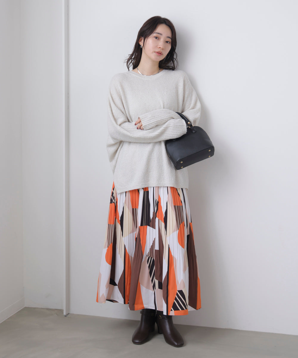 幾何柄プリーツスカート［2/6発送予定］