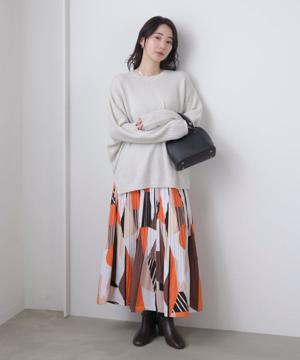 幾何柄プリーツスカート［2/6発送予定］