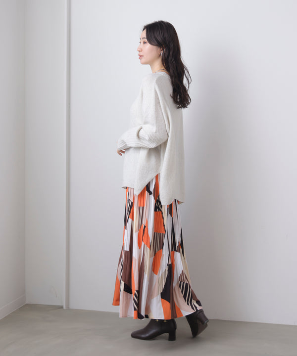 幾何柄プリーツスカート［2/6発送予定］