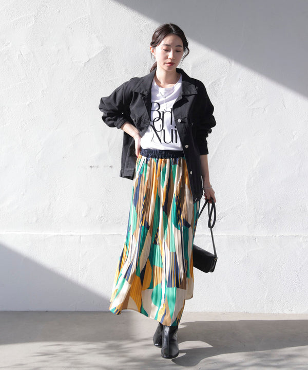 幾何柄プリーツスカート［2/6発送予定］