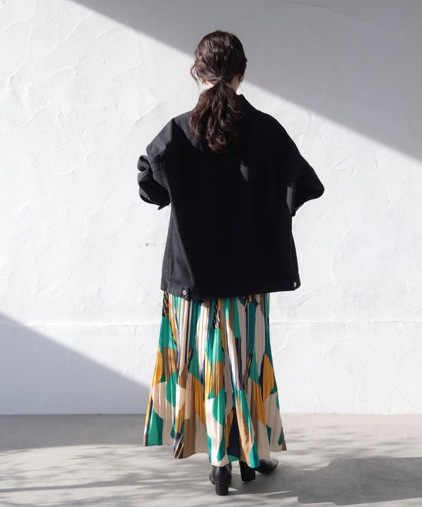 幾何柄プリーツスカート［2/6発送予定］