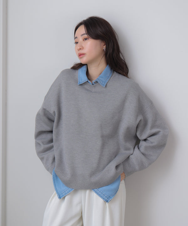 ラメスウエットライクニットプルオーバー