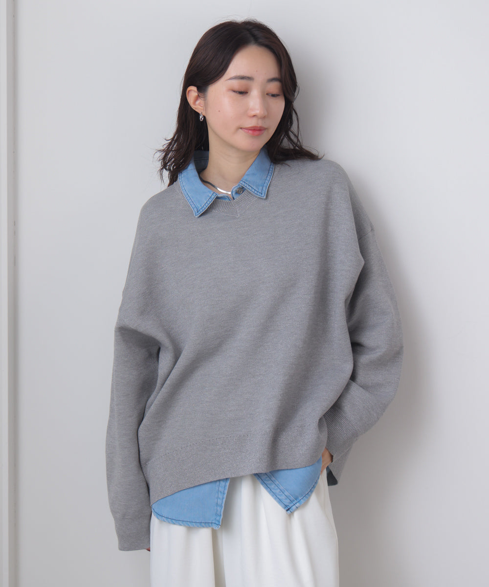 ラメスウエットライクニットプルオーバー