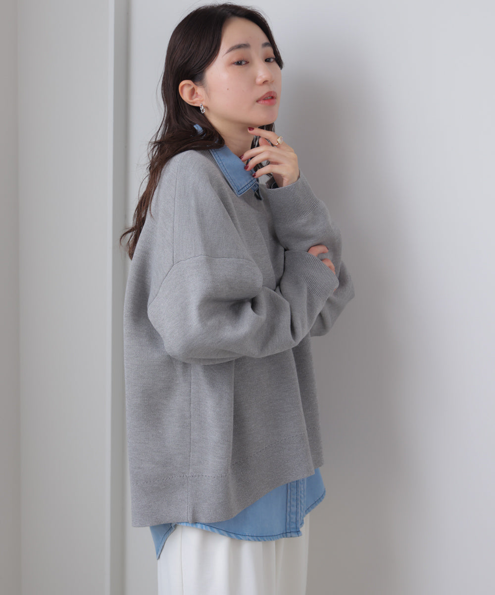 ラメスウエットライクニットプルオーバー