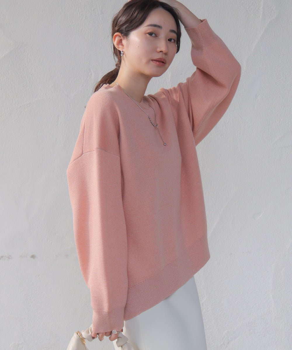 ラメスウエットライクニットプルオーバー