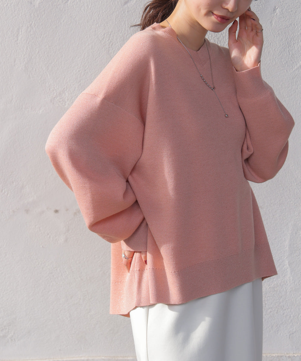 ラメスウエットライクニットプルオーバー