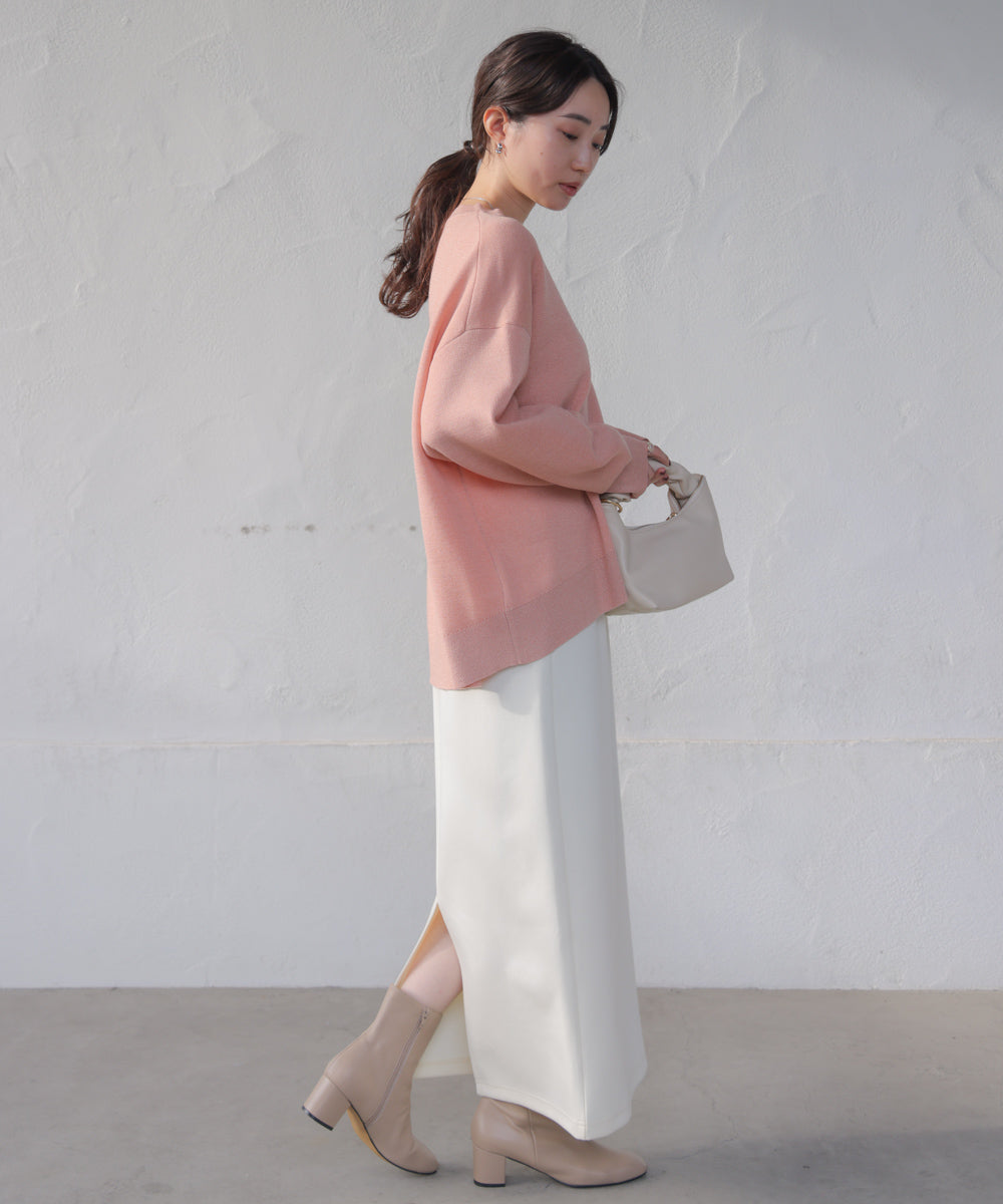 ラメスウエットライクニットプルオーバー