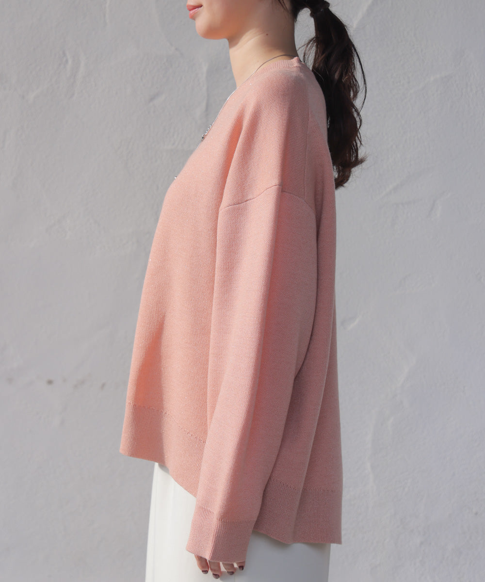 ラメスウエットライクニットプルオーバー