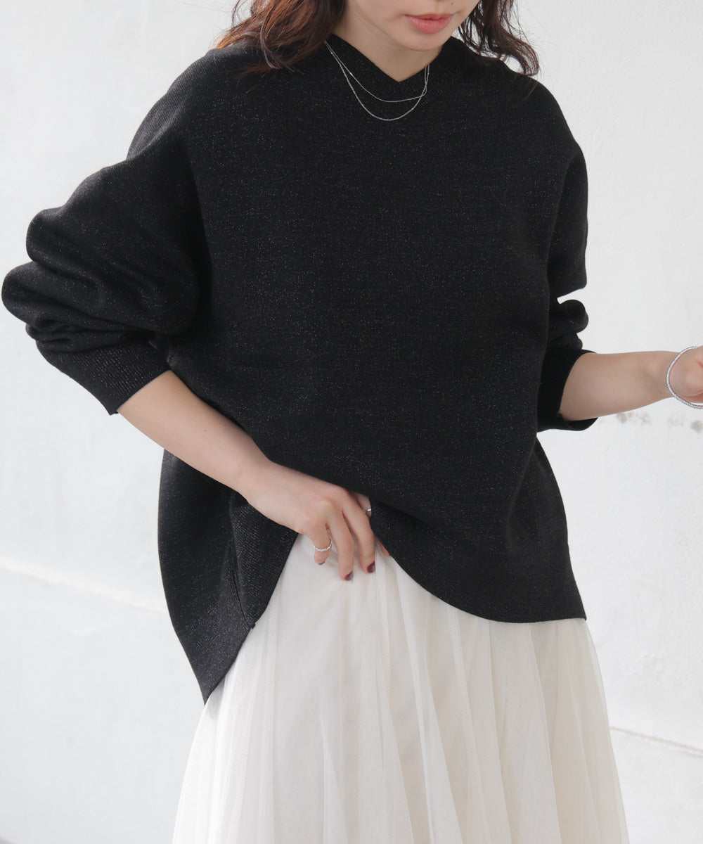 ラメスウエットライクニットプルオーバー