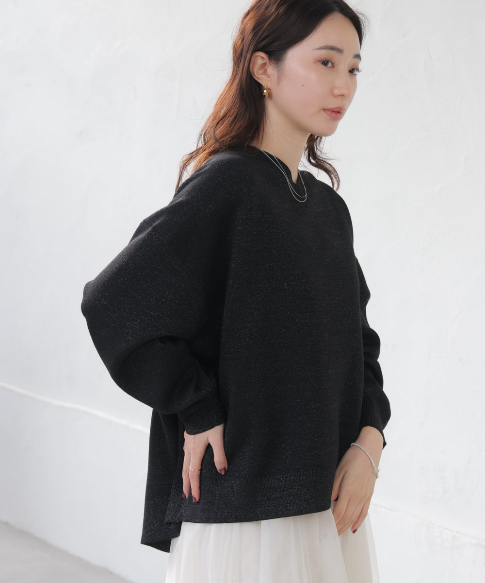 ラメスウエットライクニットプルオーバー