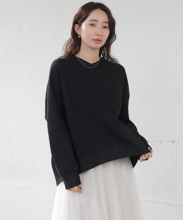 ラメスウエットライクニットプルオーバー