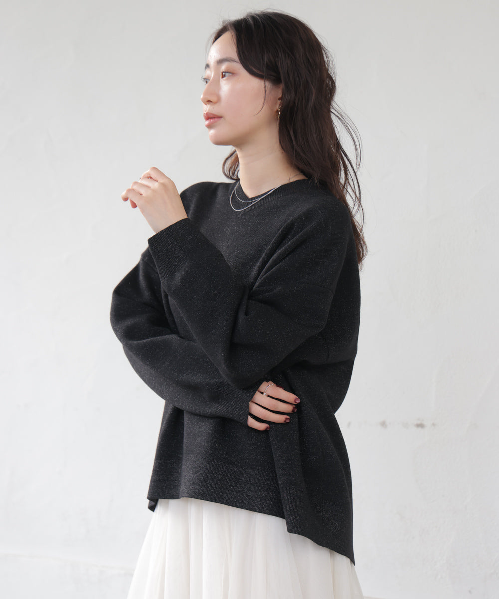 ラメスウエットライクニットプルオーバー