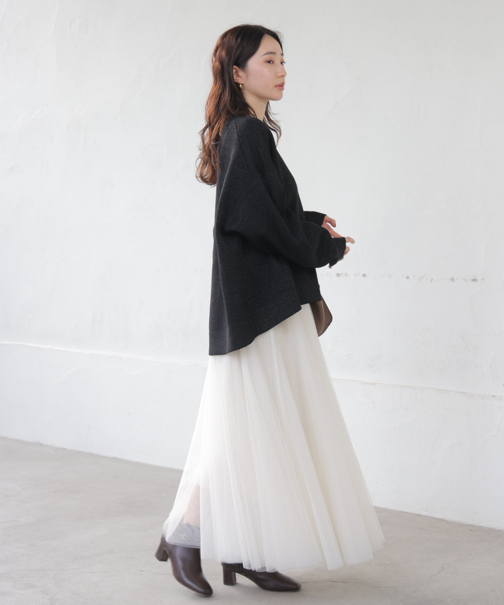 ラメスウエットライクニットプルオーバー