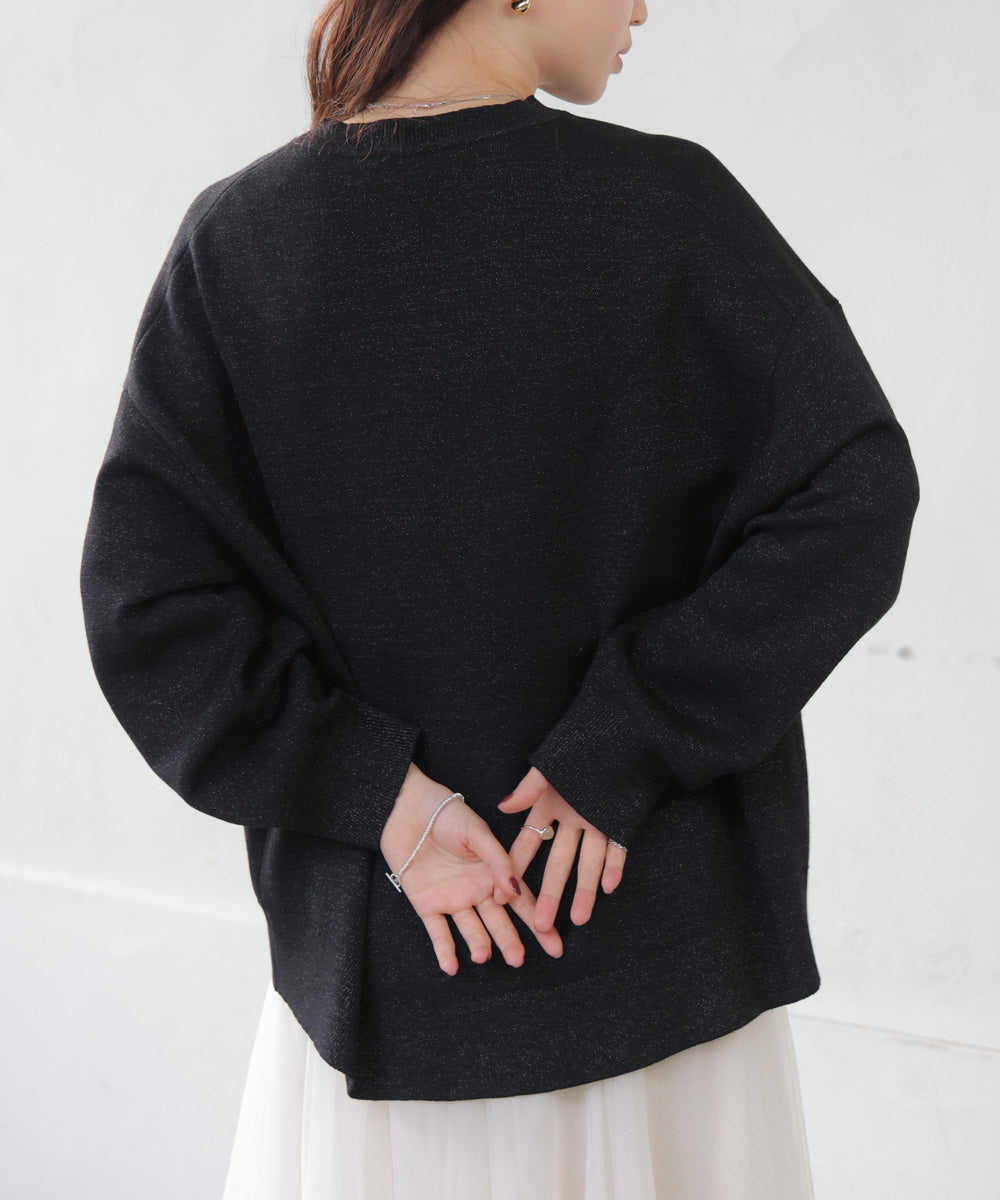 ラメスウエットライクニットプルオーバー