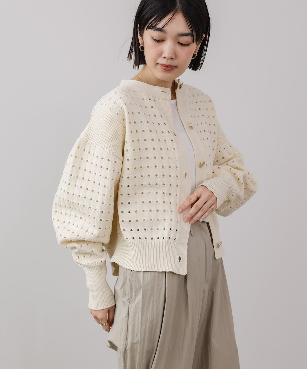 前後2WAY軽量メッシュ編カーディガン［3/6発送予定］