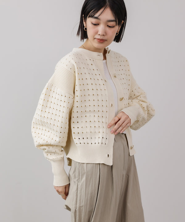 前後2WAY軽量メッシュ編カーディガン［3/6発送予定］