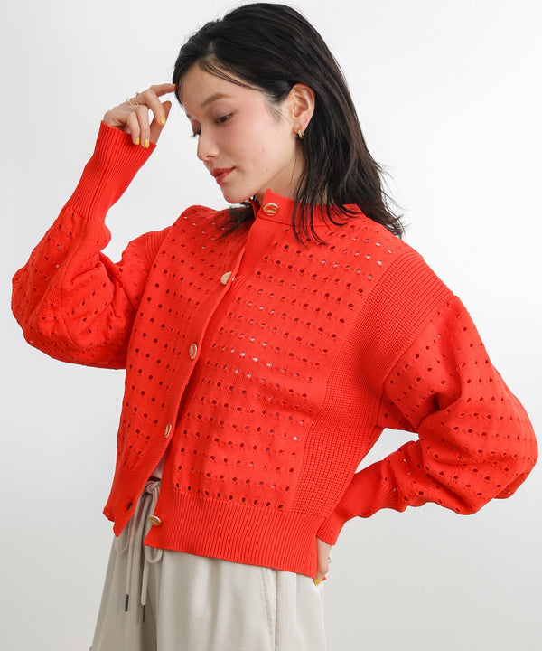 前後2WAY軽量メッシュ編カーディガン［3/6発送予定］