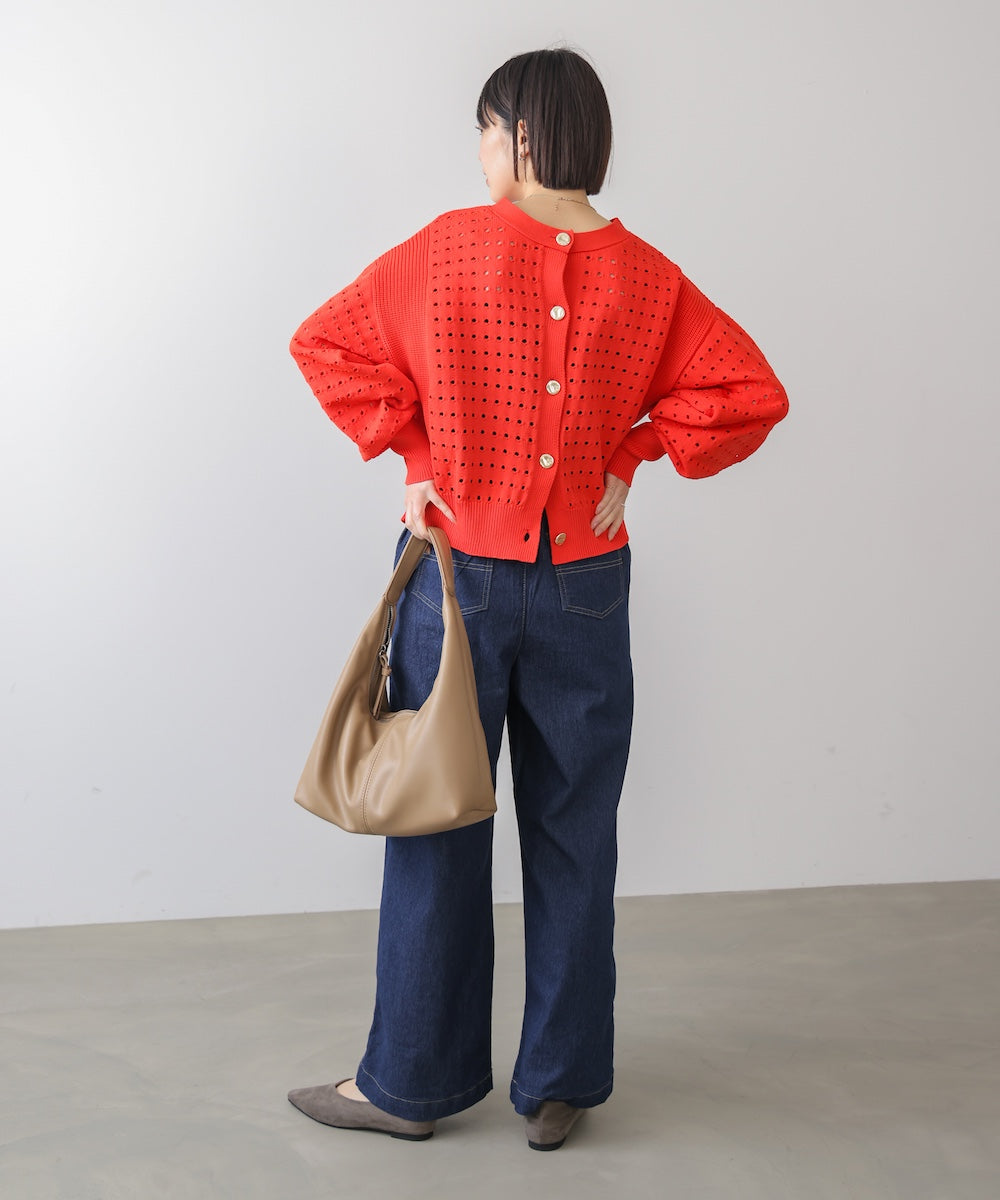 前後2WAY軽量メッシュ編カーディガン［3/6発送予定］