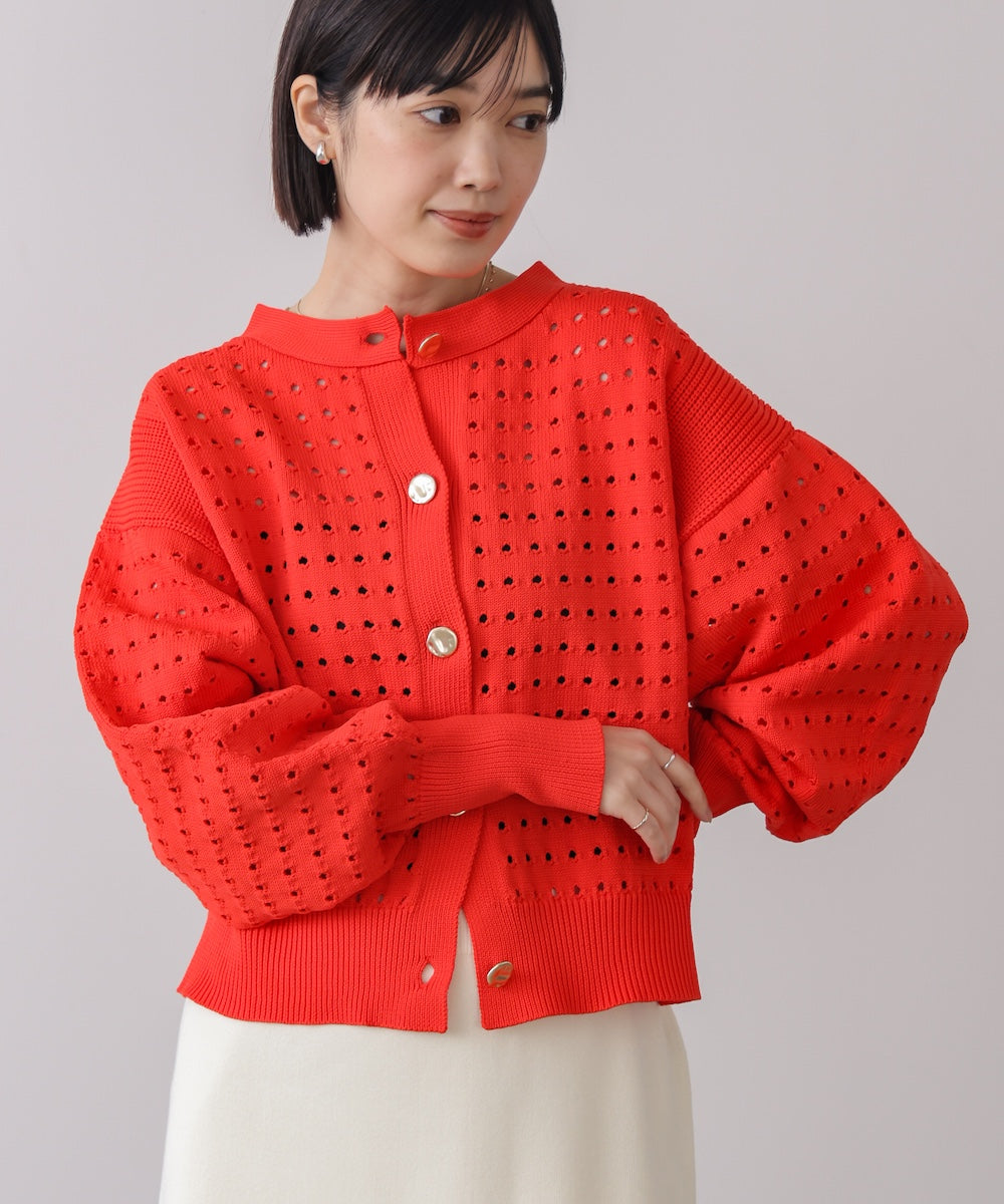 前後2WAY軽量メッシュ編カーディガン［3/6発送予定］