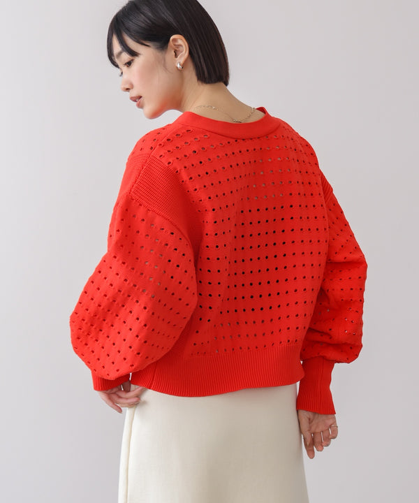 前後2WAY軽量メッシュ編カーディガン［3/6発送予定］