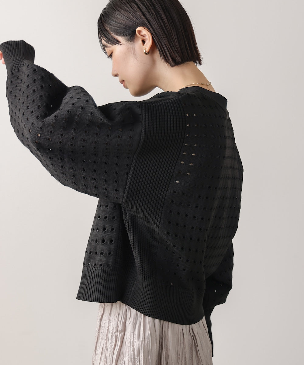 前後2WAY軽量メッシュ編カーディガン［3/6発送予定］