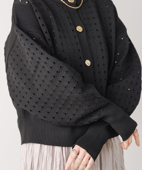 前後2WAY軽量メッシュ編カーディガン［3/6発送予定］