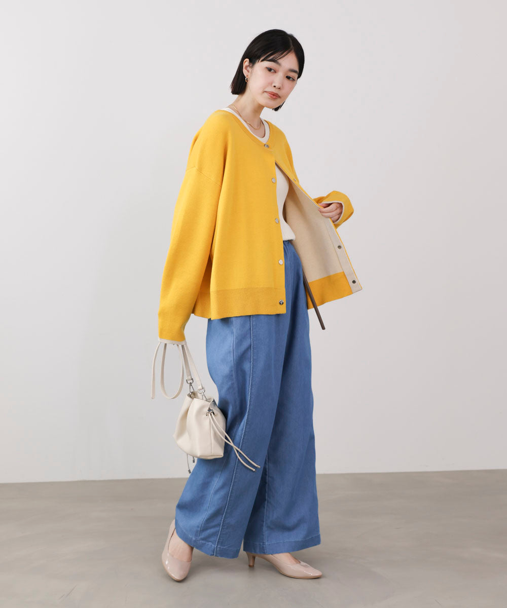 ダブルフェイス配色ニットカーディガン［3/6発送予定］