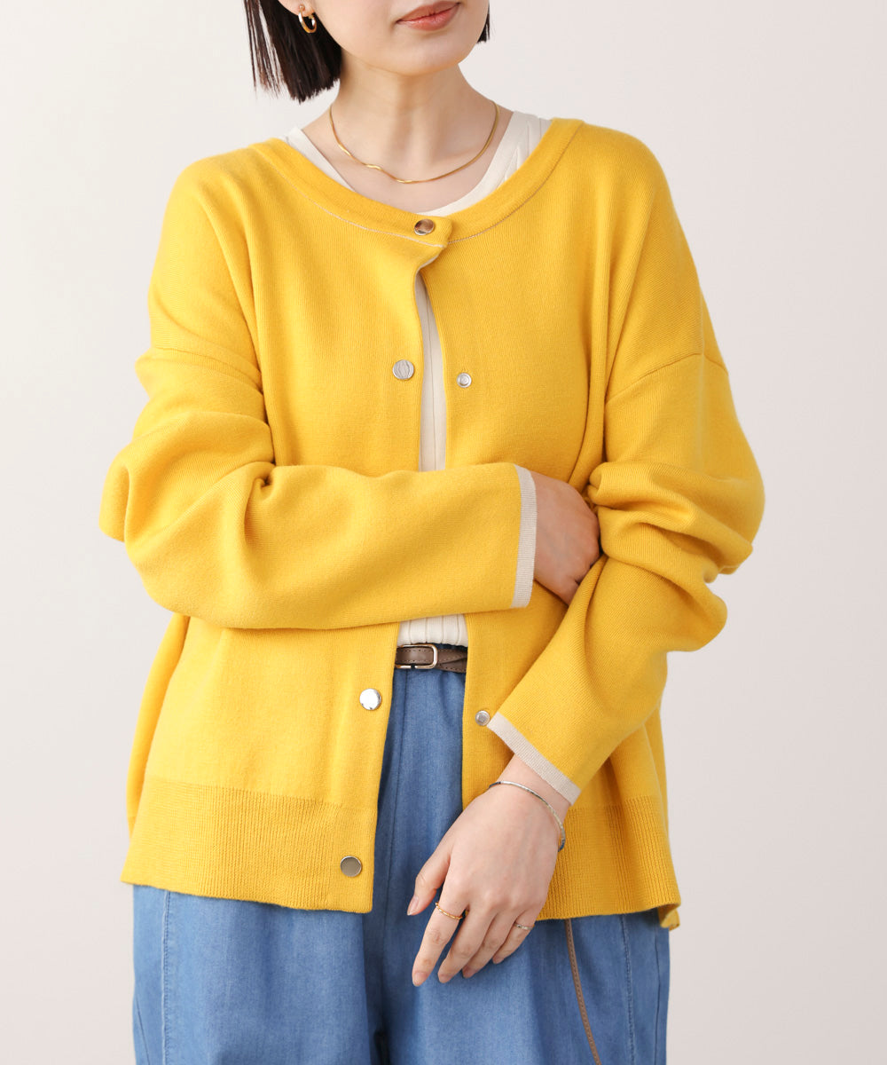 ダブルフェイス配色ニットカーディガン［3/6発送予定］